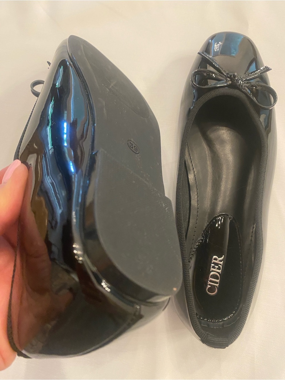 Cider Women’s Black Patent Faux Leather Bow Ballet Flats New size 8 - Picture 8 of 9